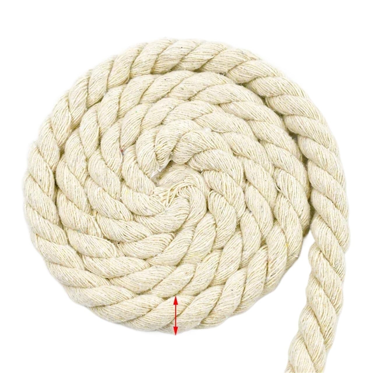 Twisted Cotton Cord 2/5/10M 5-20mm Cotton Rope 3 Shares Twisted Ropes Decorative String Bag Clothes Braid Macrame Cord Home Textile Lace Sewing(Beige-18mm,2Meters)