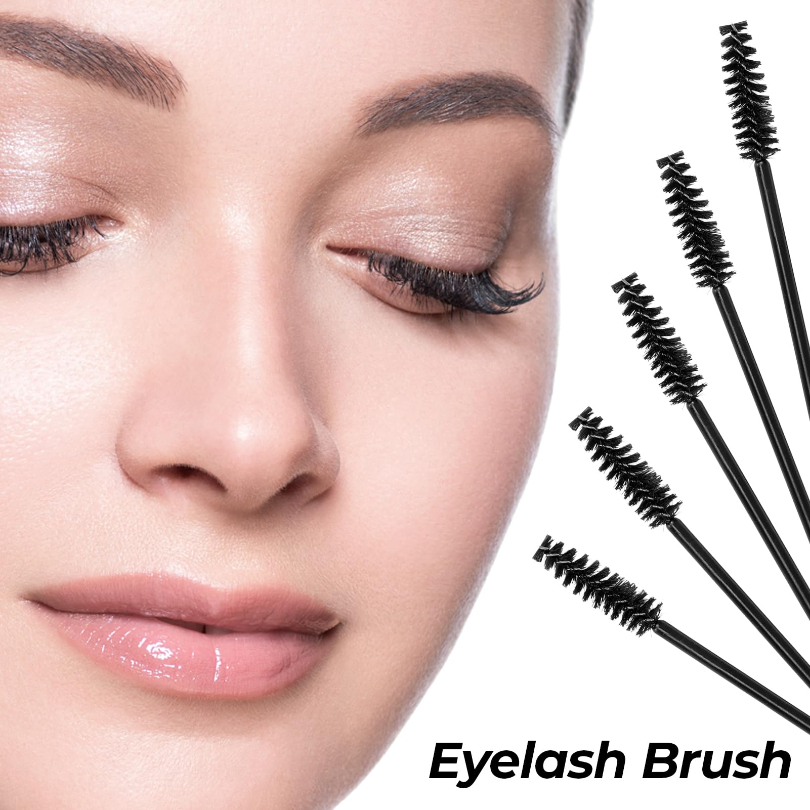 Set di 150 pennelli per ciglia, colore nero, per mascara, bacchette magiche, pieghevoli, per pettinare e allungare le ciglia