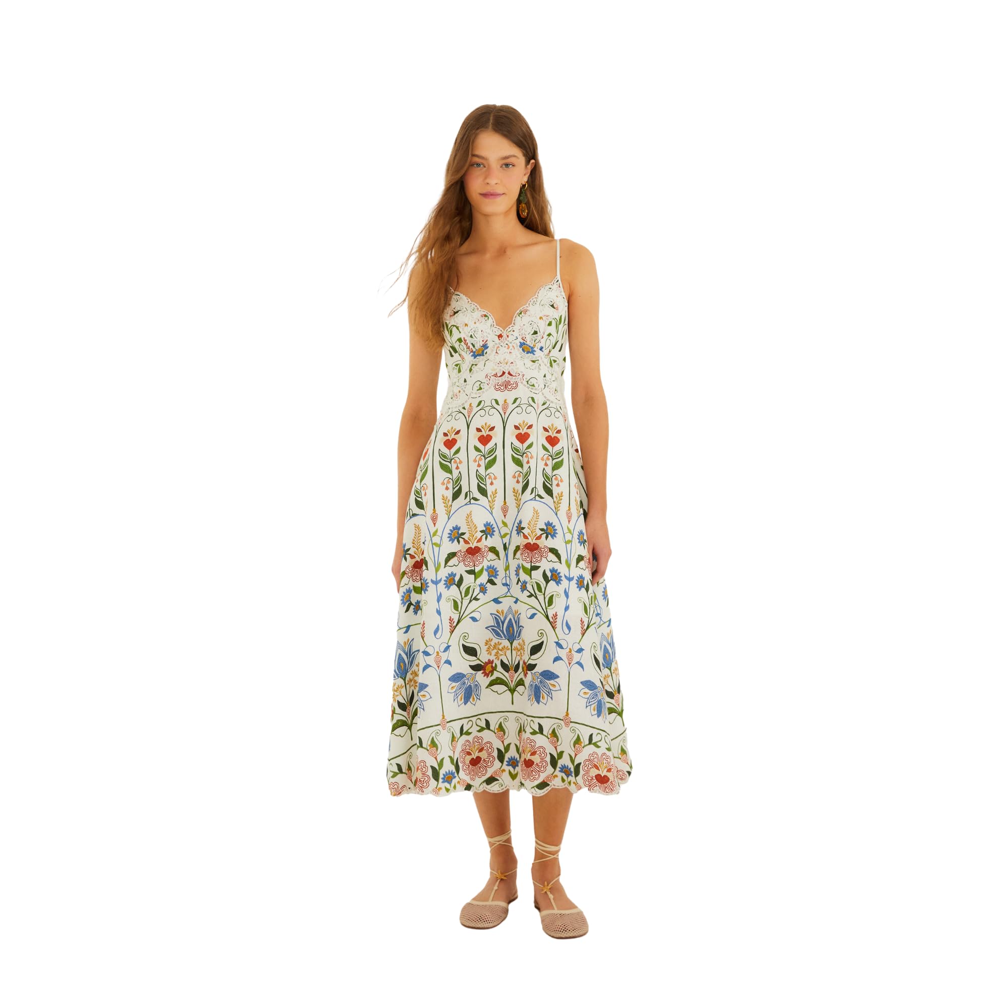 Off-White Stitched Garden Euroflax™ Premium Linen Midi Dress