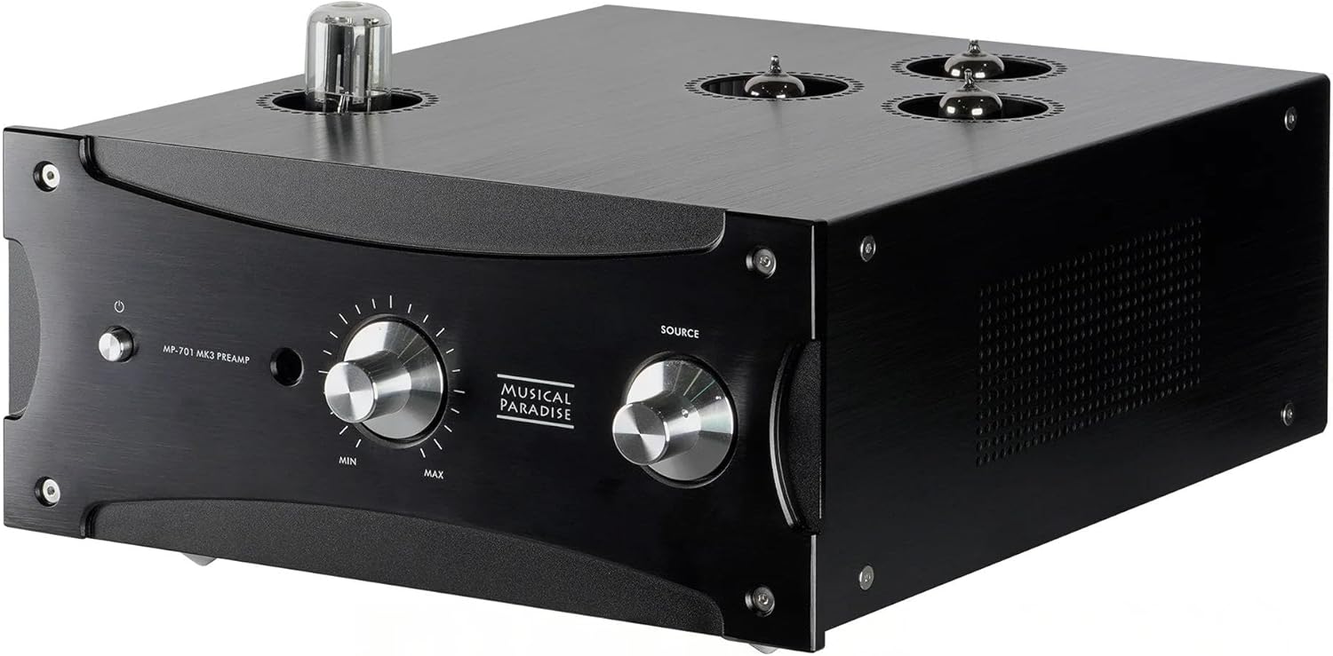 Musical Paradise MP-701-MK3 Tube Preamplifier Hi-Fi Stereo Preamp with Remote Control XLR & RCA in/Out 4-Level Gain Switch,Supports 5V/6.3V Rectifier & 6.3V/12.6V Signal Tubes