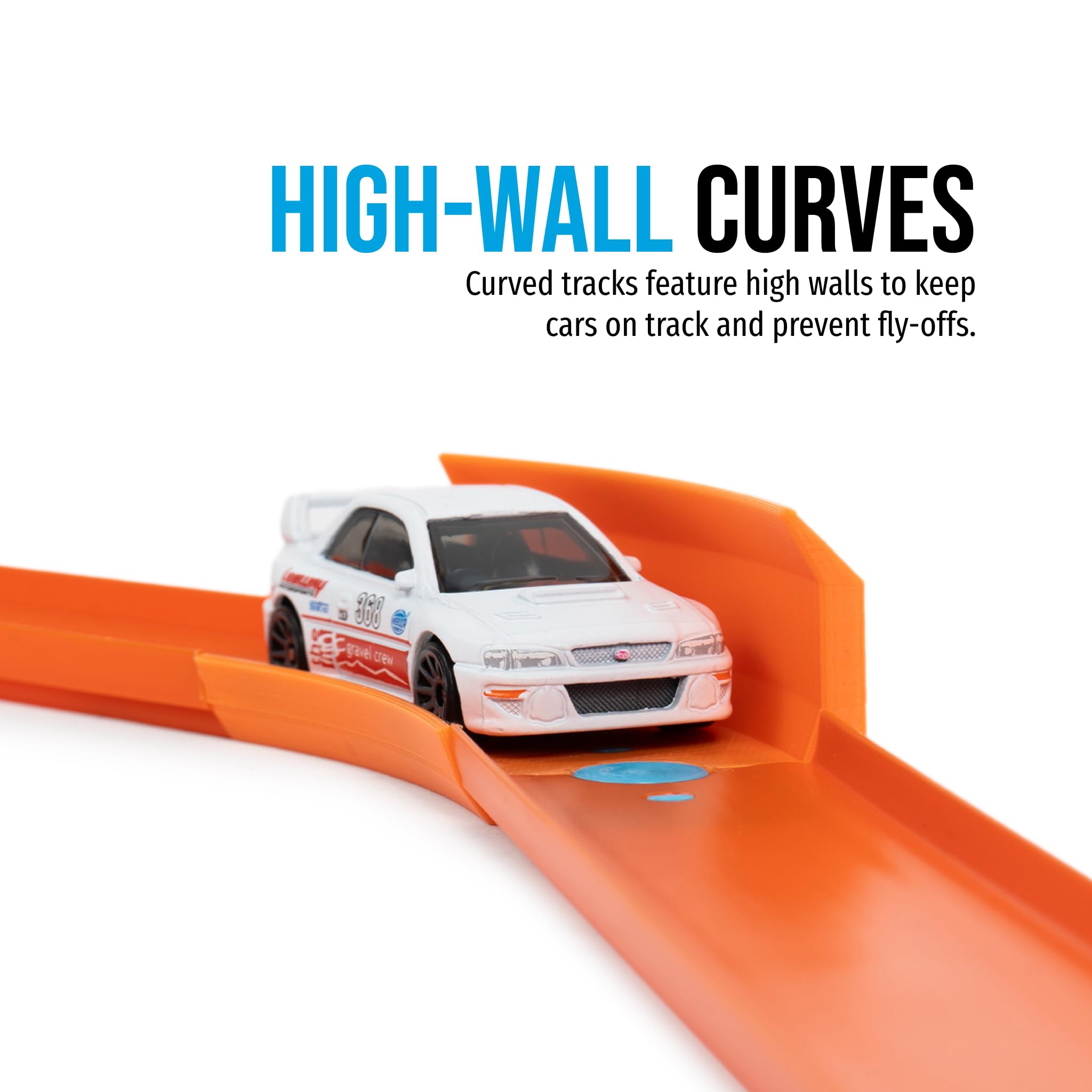 Atlas – Lot De 4 Extensions De Rails Incurvés Compatibles Hot Wheels – Angles Variés (30°,45°,90°) – Parois Hautes Pour Courses Rapides Et Créatives