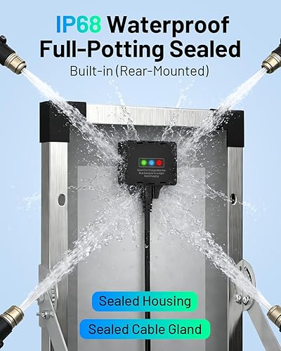 Vista 6 de Mantenedor de batería solar de 7.5 W y cargador de goteo, panel impermeable de 12 V con controlador inteligente IP68, protección contra sobrecarga