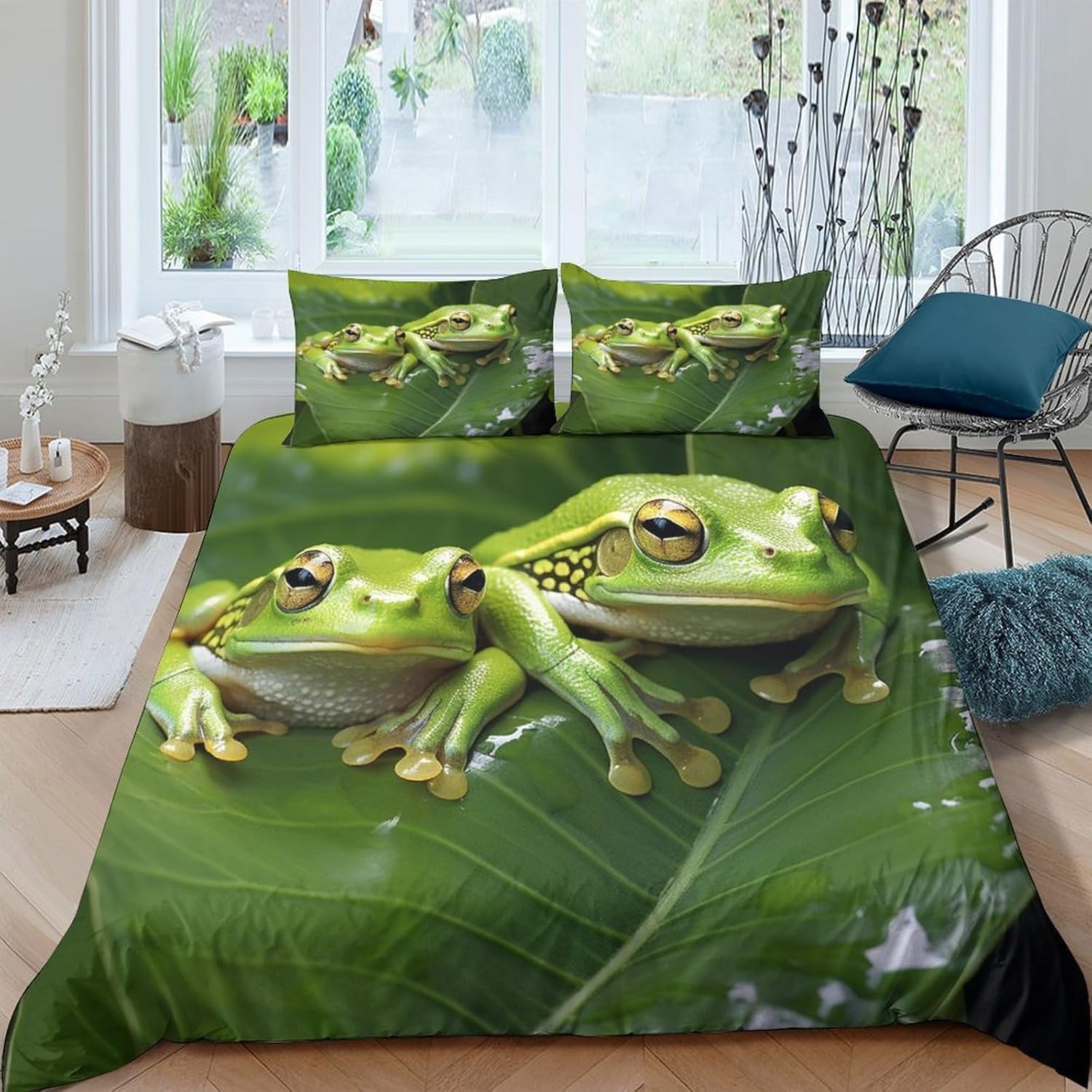 Housse de couette anti-allergique grenouille 155x220 pour le sommeil sain des enfants