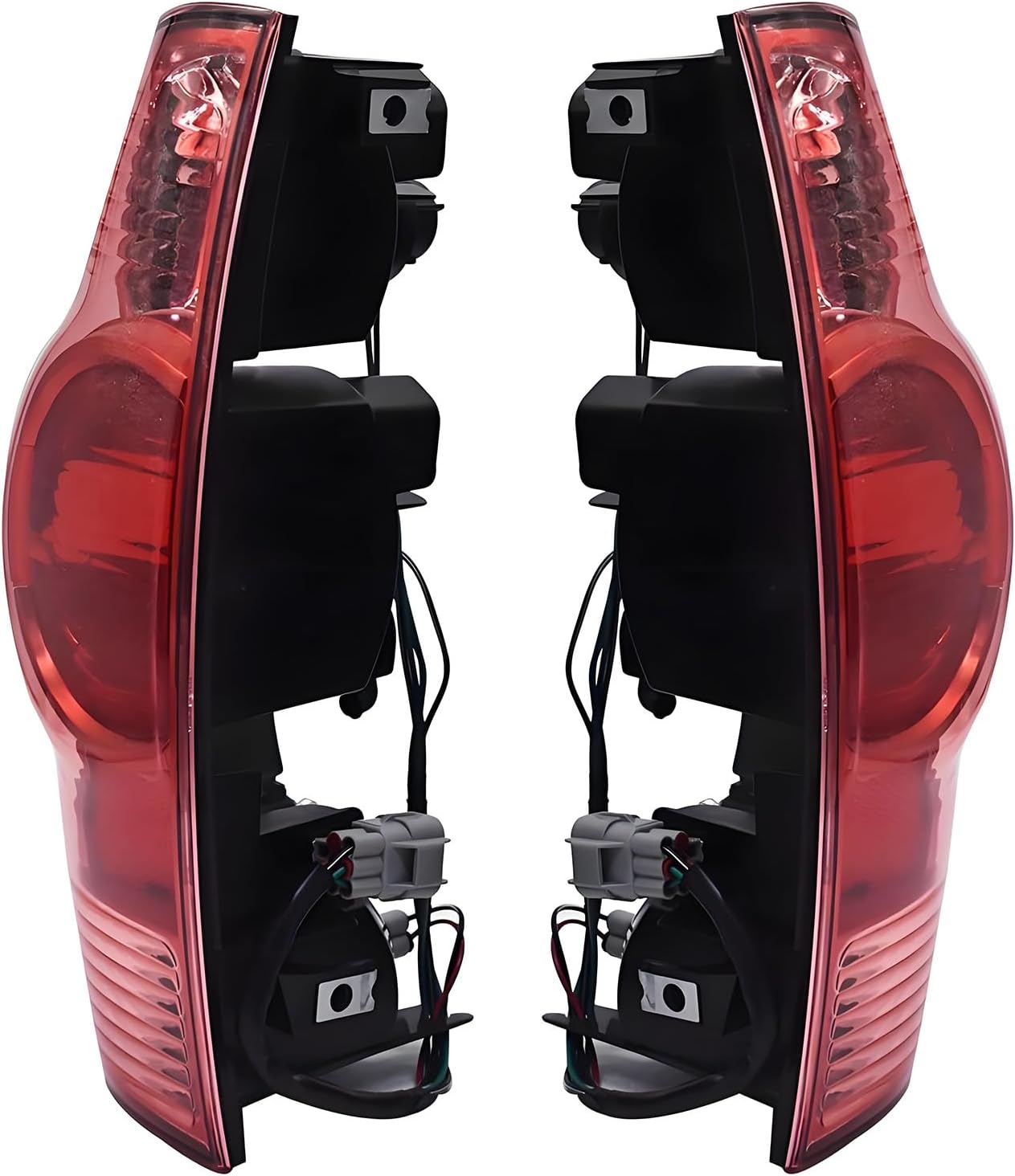 Pair Tail Lights Assembly W/Harness For 2005 2006-2015 Toyota Tacoma Pickup Truck Rear Brake Lamp Chrome Red Housing Clear lens Left Driver and Right Passenger Replacement T(LH&RH)