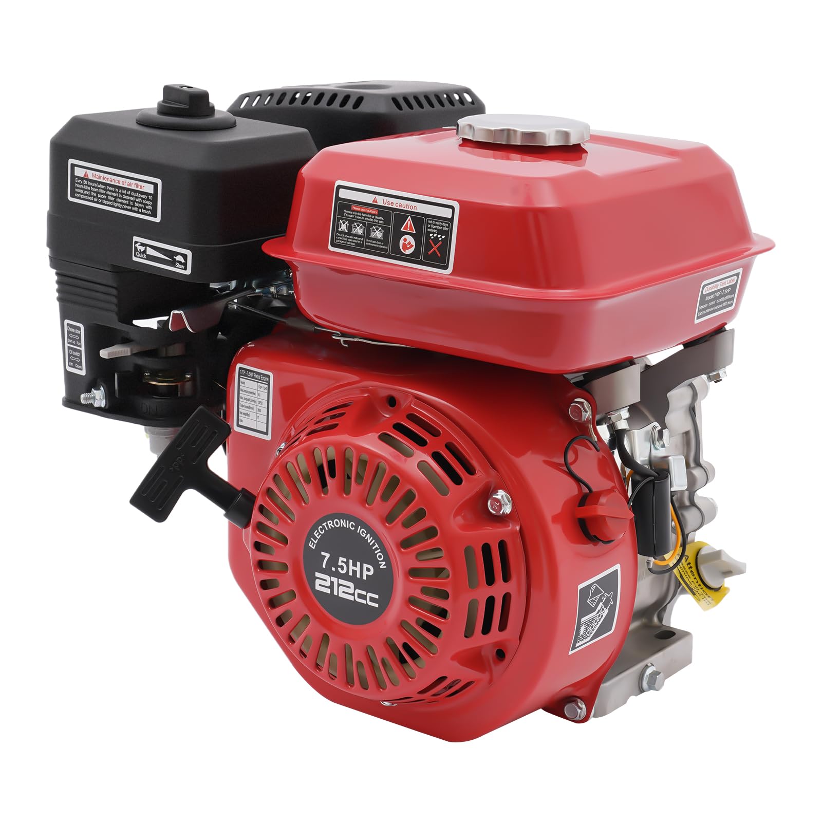 Charocean Black 7.5Hp 7.5Hp 4-Stroke Petrol Engine For Go Kart, 3600Rpm Low Fuel Consumption Mini Engine For Petrol Go Karts, Generators, Compressors, 212Cc (Black 7.5Hp)