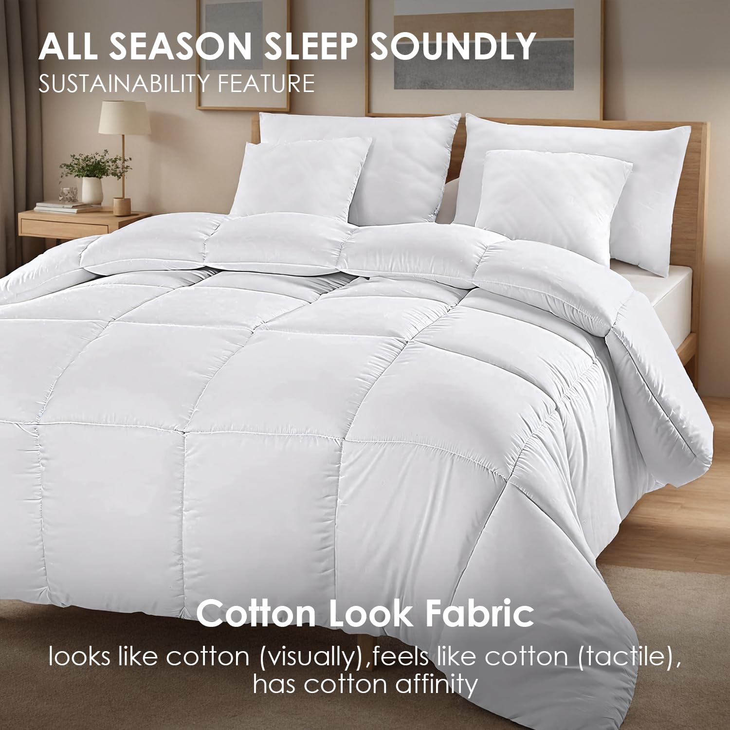 Beautyrest Tencel/Cotton Blend White Down Fiber Comforter- Medium Weight for All Season