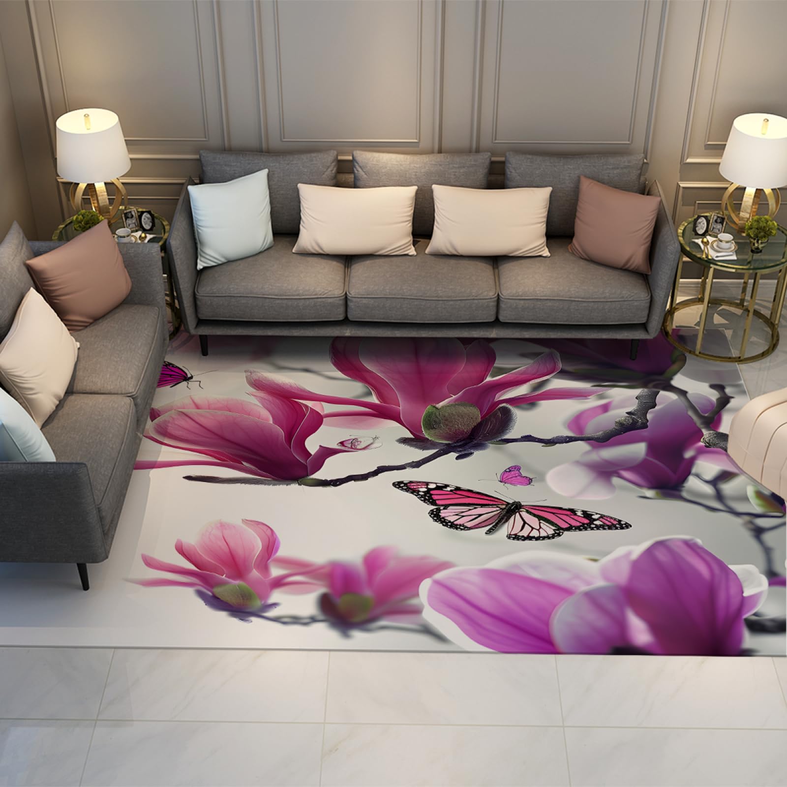 Tapis de sol floral pour méditation douce en chambre à coucher