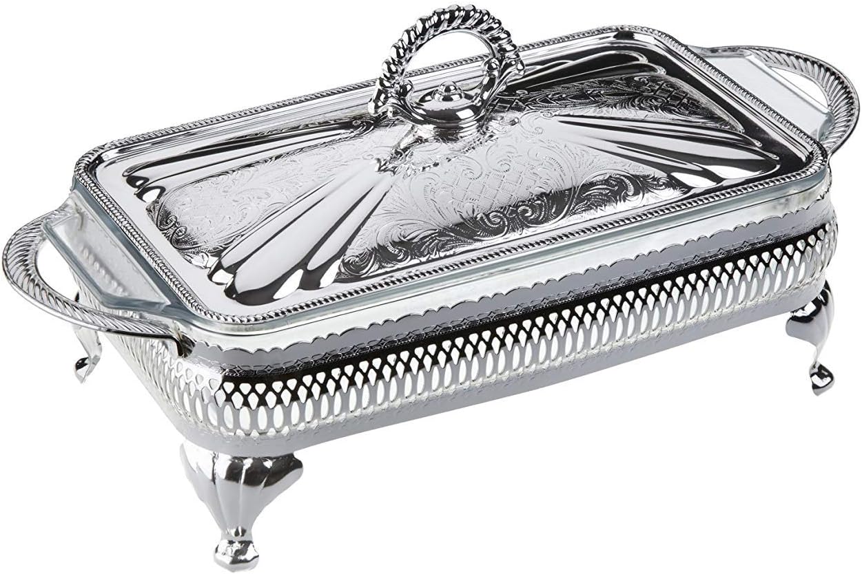 Table Top Serving Dish Silver Plated with special tarnish resistant finish that never needs Silver polishing