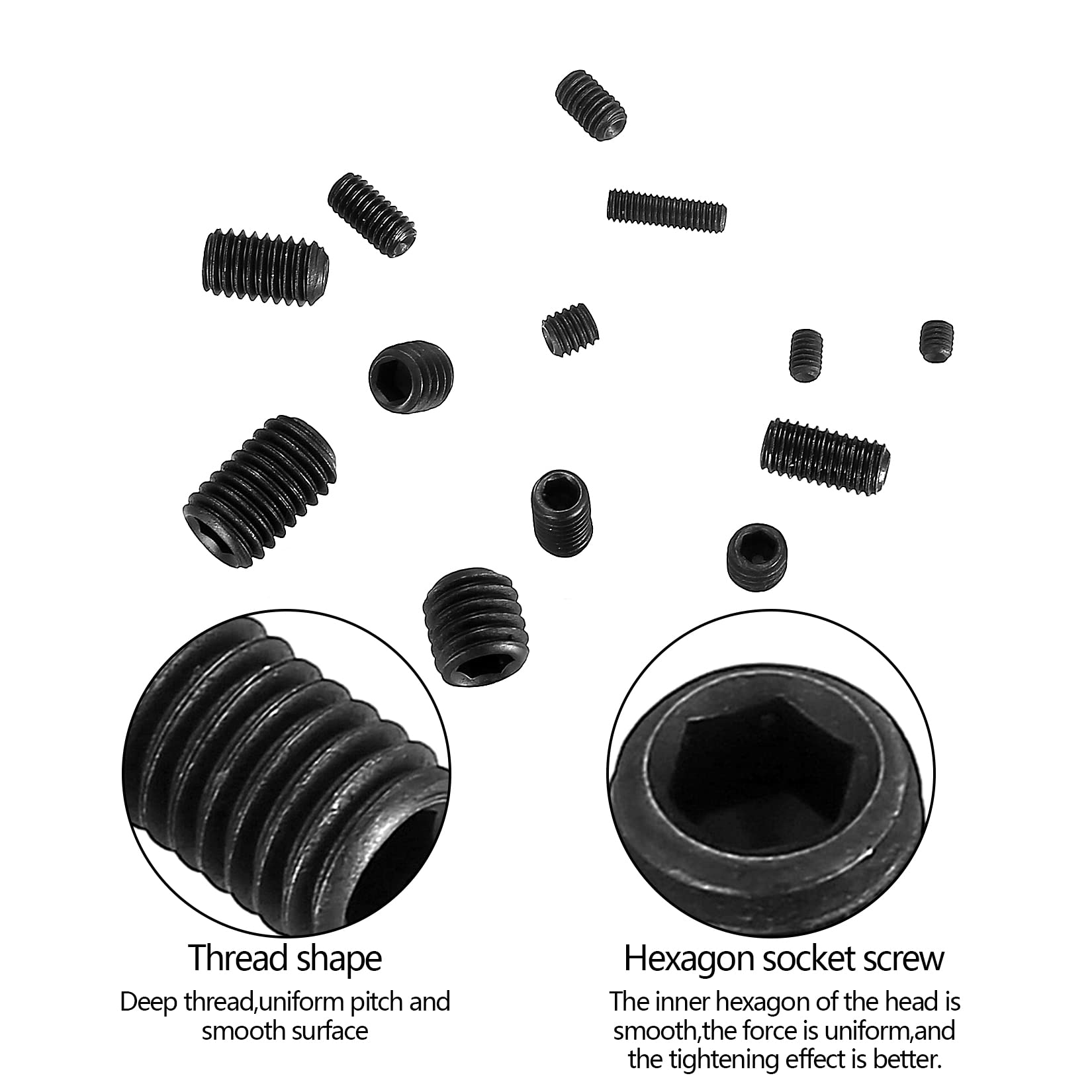 Kit De 300 Vis à Tête Fraisée Hexagonale (Allen) En Acier Carbone - Noires, Diverses Tailles