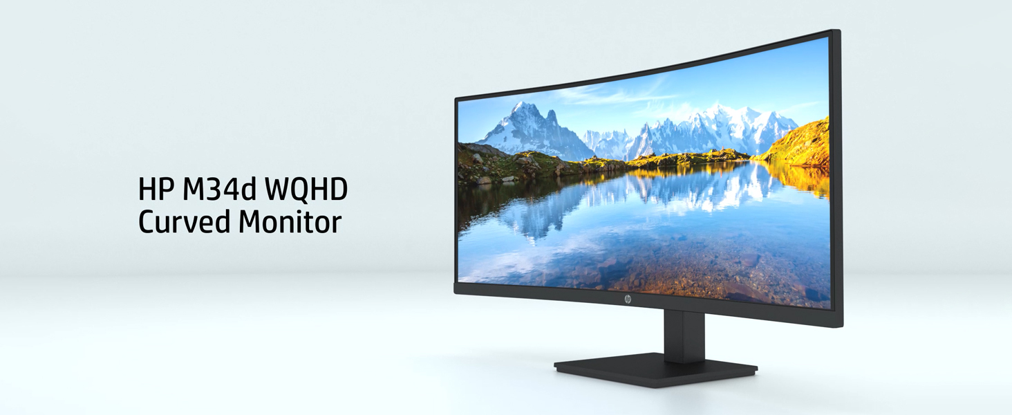 HP M34d Monitor Curvo da 34 pollici, risoluzione WQHD da 3440 x 