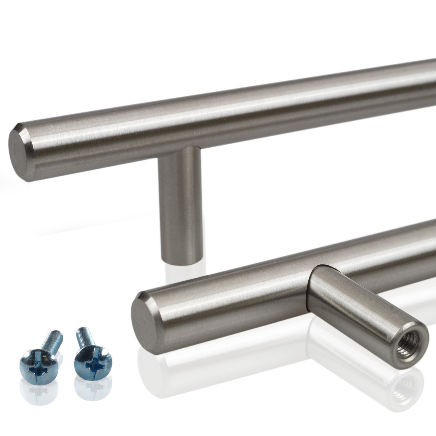 Stahlia Uchwyty meblowe ze stali nierdzewnej, pełny materiał, 480 mm, srebrne, masywne, Ø 10 mm (10 sztuk)