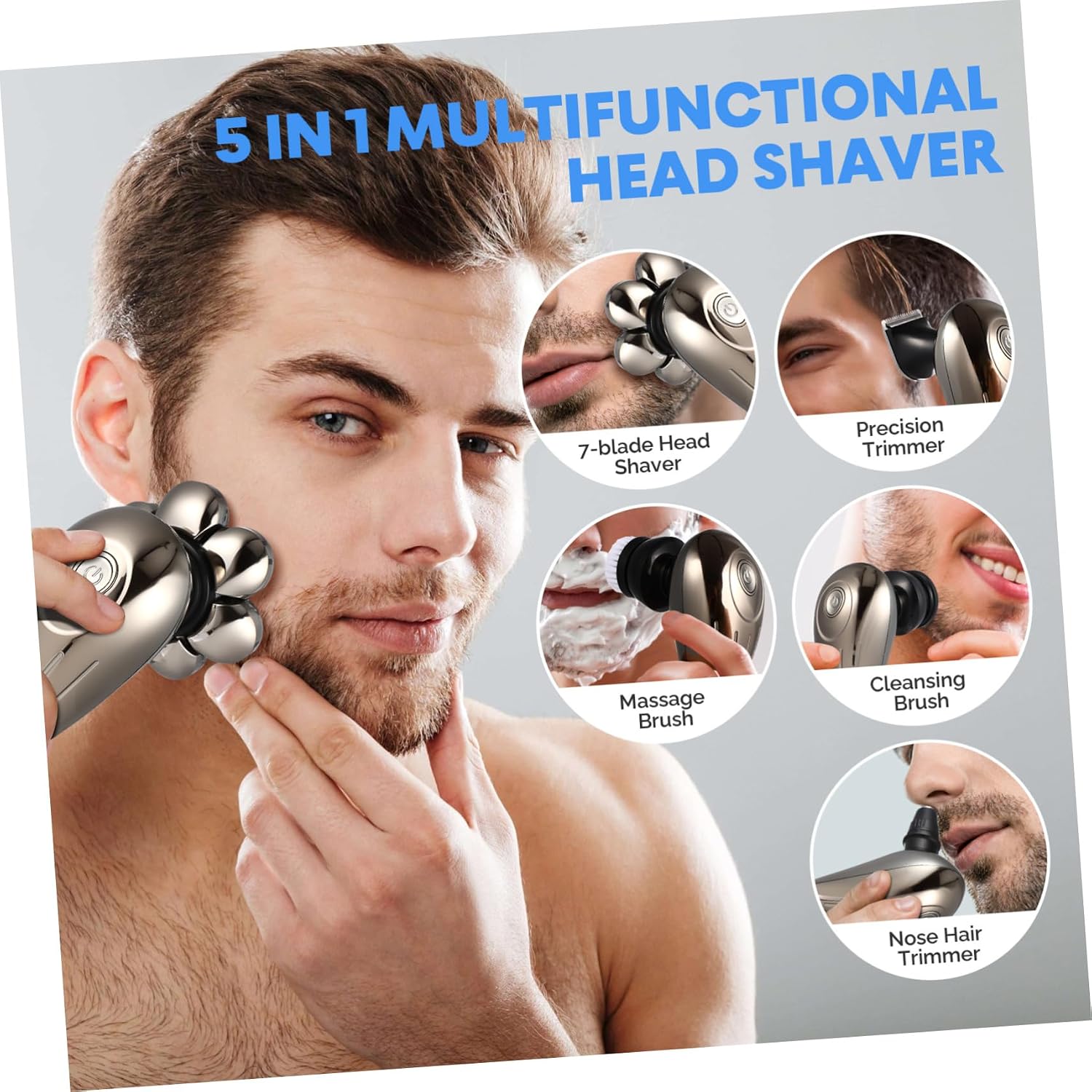 MERRYHAPY Electric Shaver Bald Beard Remover Hair Clipper Razor Nose Hair Trimmer Shaving Beard Machine
