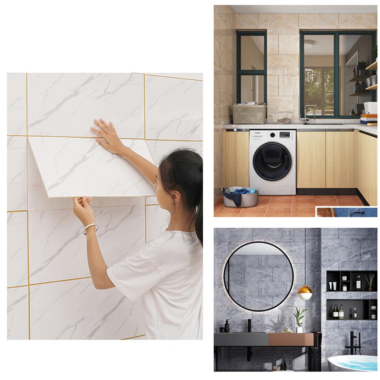 Pannelli Decorativi per Pareti, Piastrelle Adesive Cucina | 10 Pezzi 60x30 cm, Pannelli Decorativi Effetto,O,30x60CM | Pvc Impermeabile Per Pareti, Bagno, Cucina, Doccia e Soggiorno