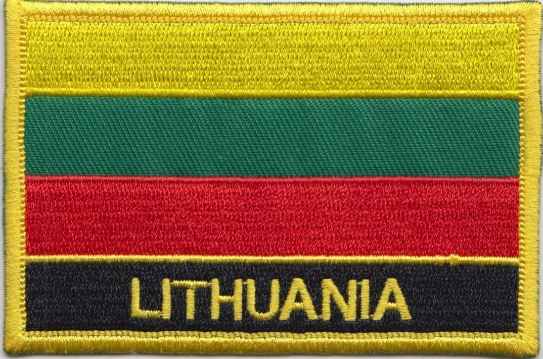 Lithuania Flag Embroidered Rectangular Patch Badge / Sew On Or Iron On - Exclusive Design From 1000 Flags