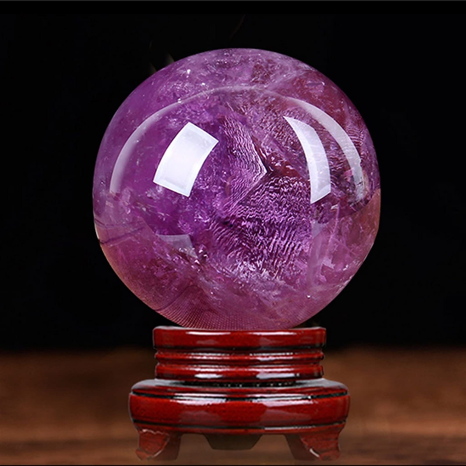 bola de cristal (en la magia occidental) Adornos de bola de cristal natural de la bola de cristal púrpura Feng Shui Ball Divination Ball Decoración de la oficina Oficina Adornos de oficina bola de cri