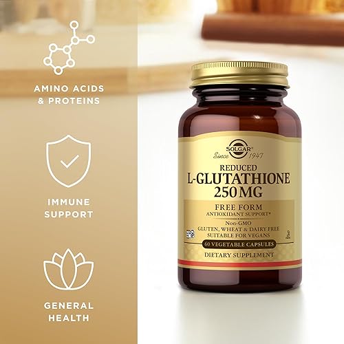 Miniatura 4 de Solgar L-glutatión reducido 250 mg 60 cápsulas vegetales soporte antioxidante aminoácidos de forma libre sin OMG vegano sin gluten sin lácteos