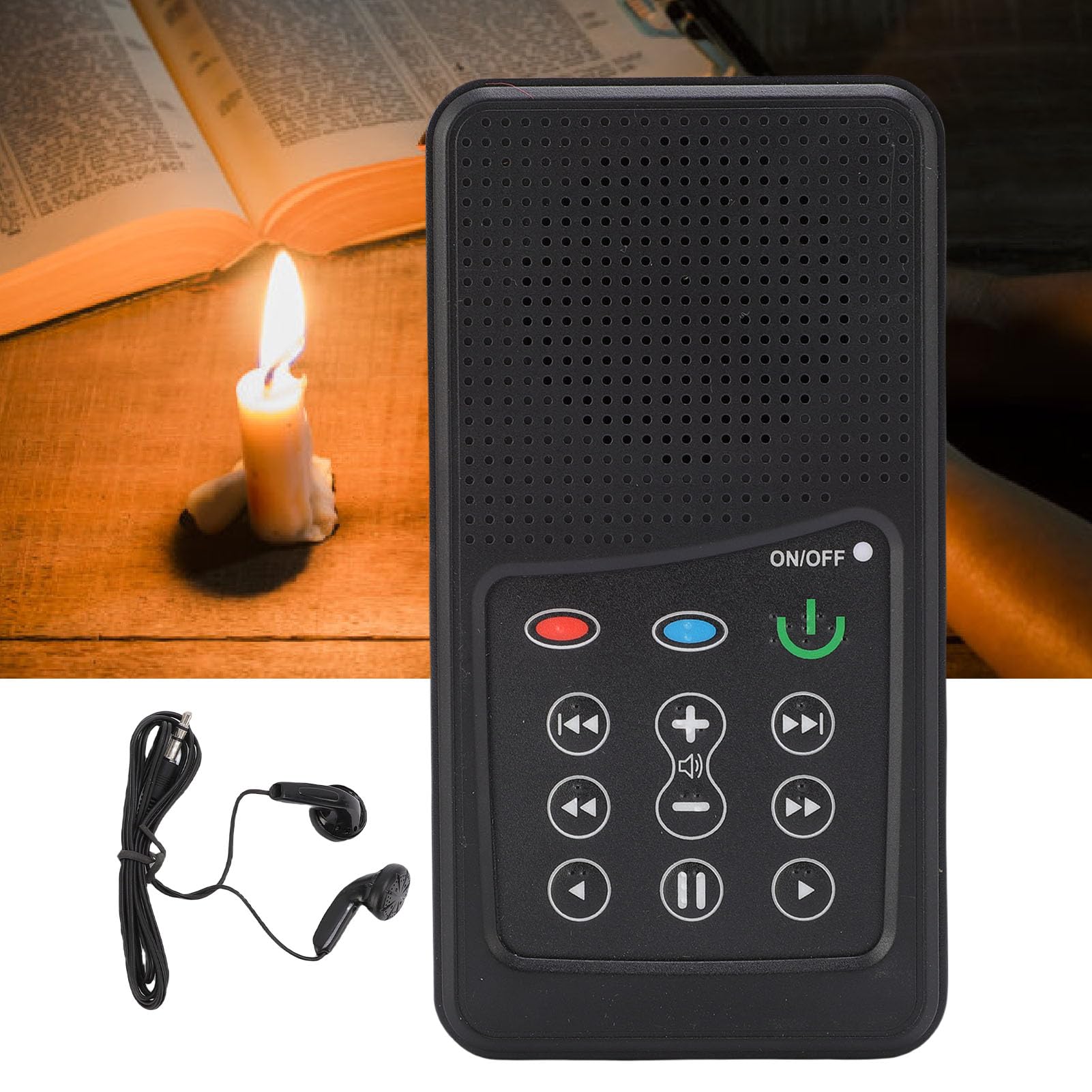 Aramox Lettore di Scritture Ad Energia Solare, Lettore di Scritture Elettronico in ABS con Memoria 8G, Batteria da 500 MAh, Ricarica Solare, Riproduzione della Memoria, Audio Portatile per Uso
