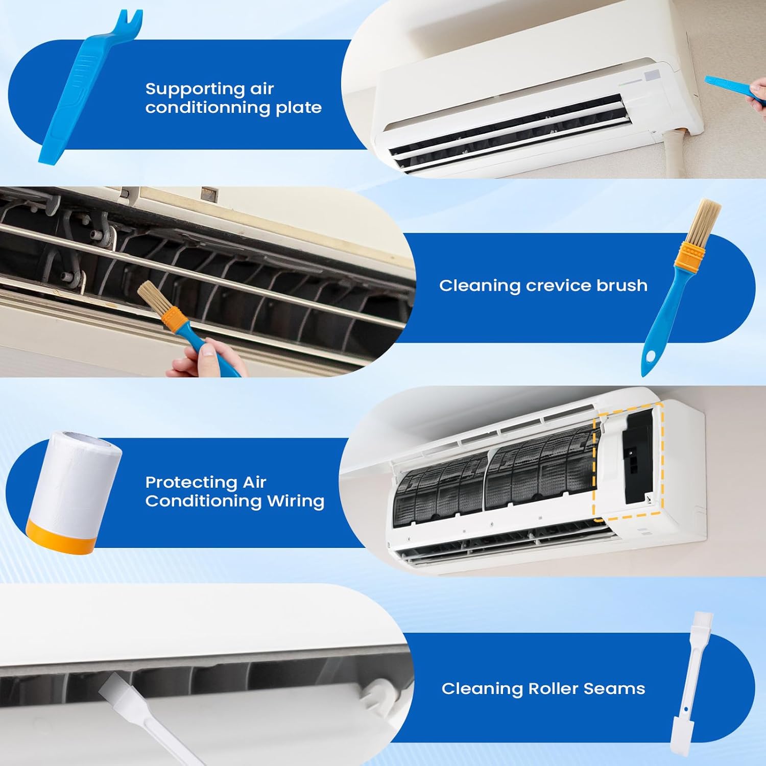 17pcs Mini Split Cleaning Kit, Waterproof AC Storage Bag Air Conditioner Cleaning Cover Kit 2L High Pressure Sprayer, HAVC Cleaning Kit