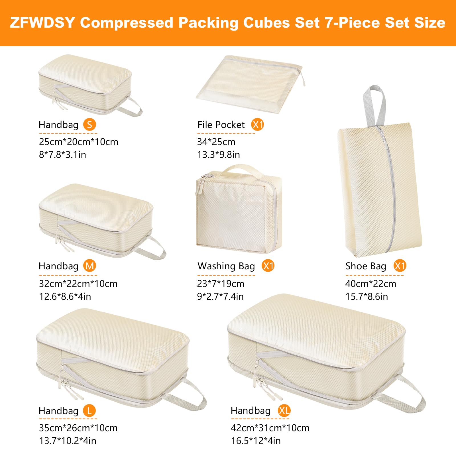 ZFWDSY Compressione Packing Cube Organizer Valigia 7 Pezzi Set, Organizer per Valigia da Viaggio in Salvaspazio Compressione Packing Cubes organizer da viaggio espandibile per bagaglio a mano