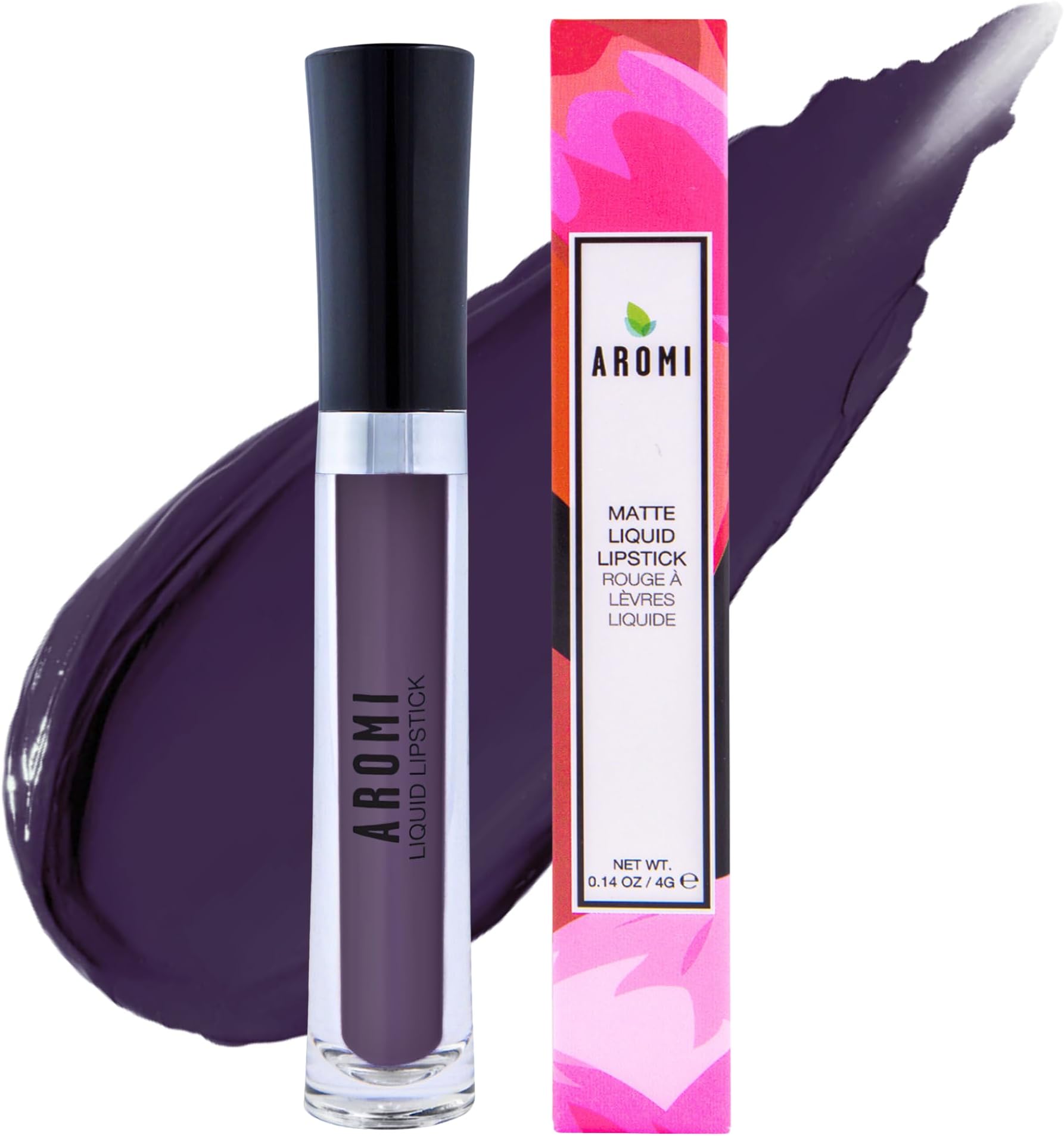 Aromi Black Plum Matte Liquid Lipstick, Dark Midnight Lip Color, Vegan and Cruelty-free, Long-lasting and Opaque Lipstick (Gothic Plum)
