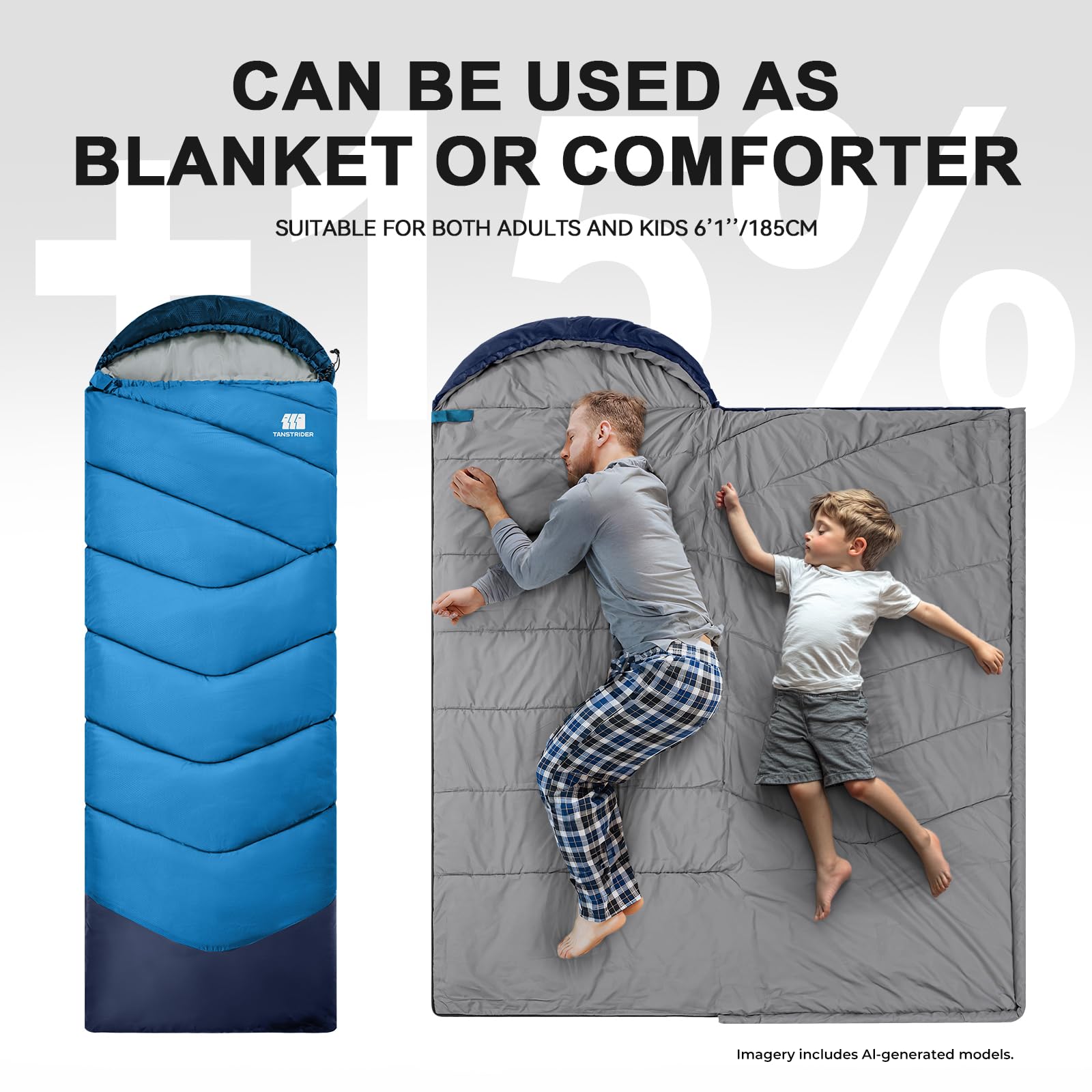 Sacs de couchage pour adultes par temps froid, 3 à 4 saisons, 1,8 kg, sac de couchage léger avec sac de compression, équipement essentiel pour le camping, la randonnée, les voyages, la
