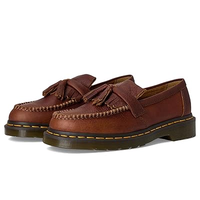 Dr. Martens Adrian Yellow Stitch Leather Loafers Lace up Boots Cashew