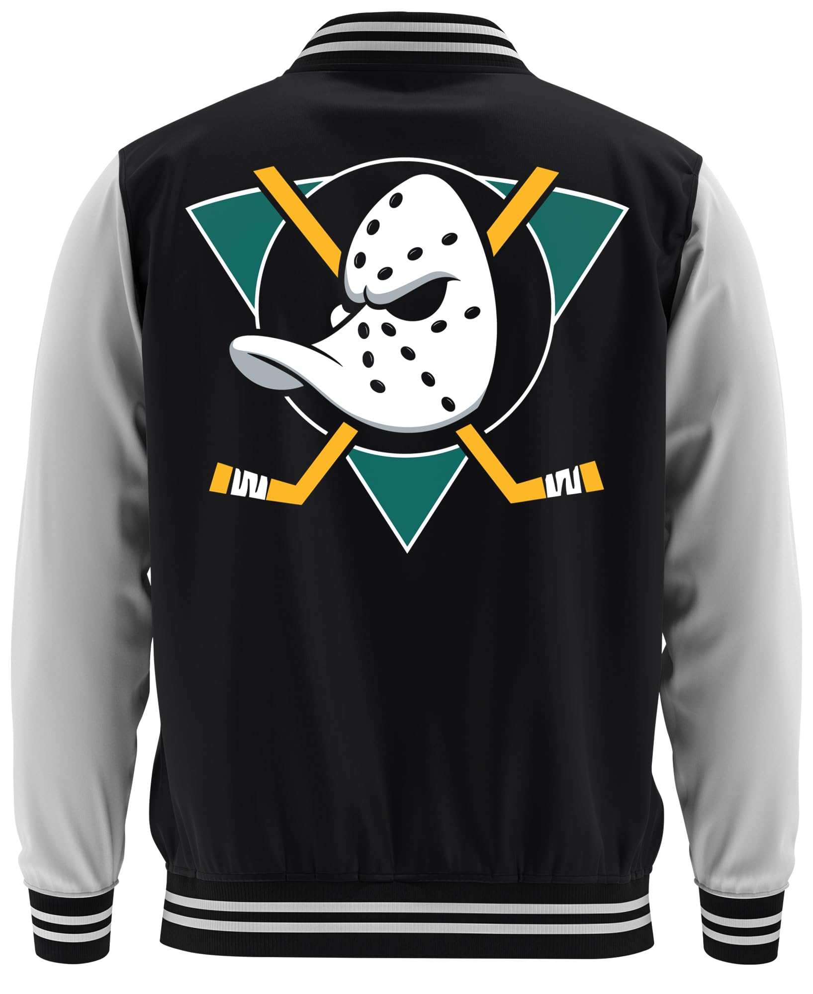 UGLYSHIRT Duck Power College Jacke | Retro Eishockey Design im 90er Stil