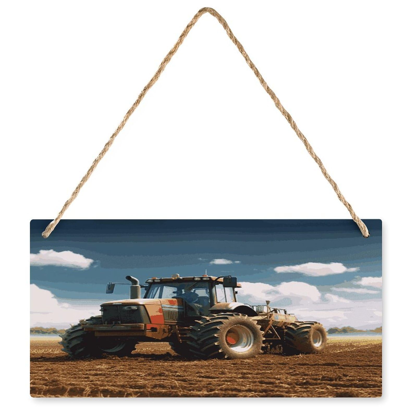 Fodpand Style Fantasy Farm Tractor Wall Art Wooden Hanging Sign Decor, Artwork For Wall Decoration, Funny Plaque For Bedroom Kitchen Living Room Home Decoration 9.8 X 4.9 Inch