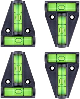 Firecore 4-Pack RV T-Level Bubble Levels - Dual Direction Cross Check Spirit Levels for Campers, Trailers, Furniture, Tripods