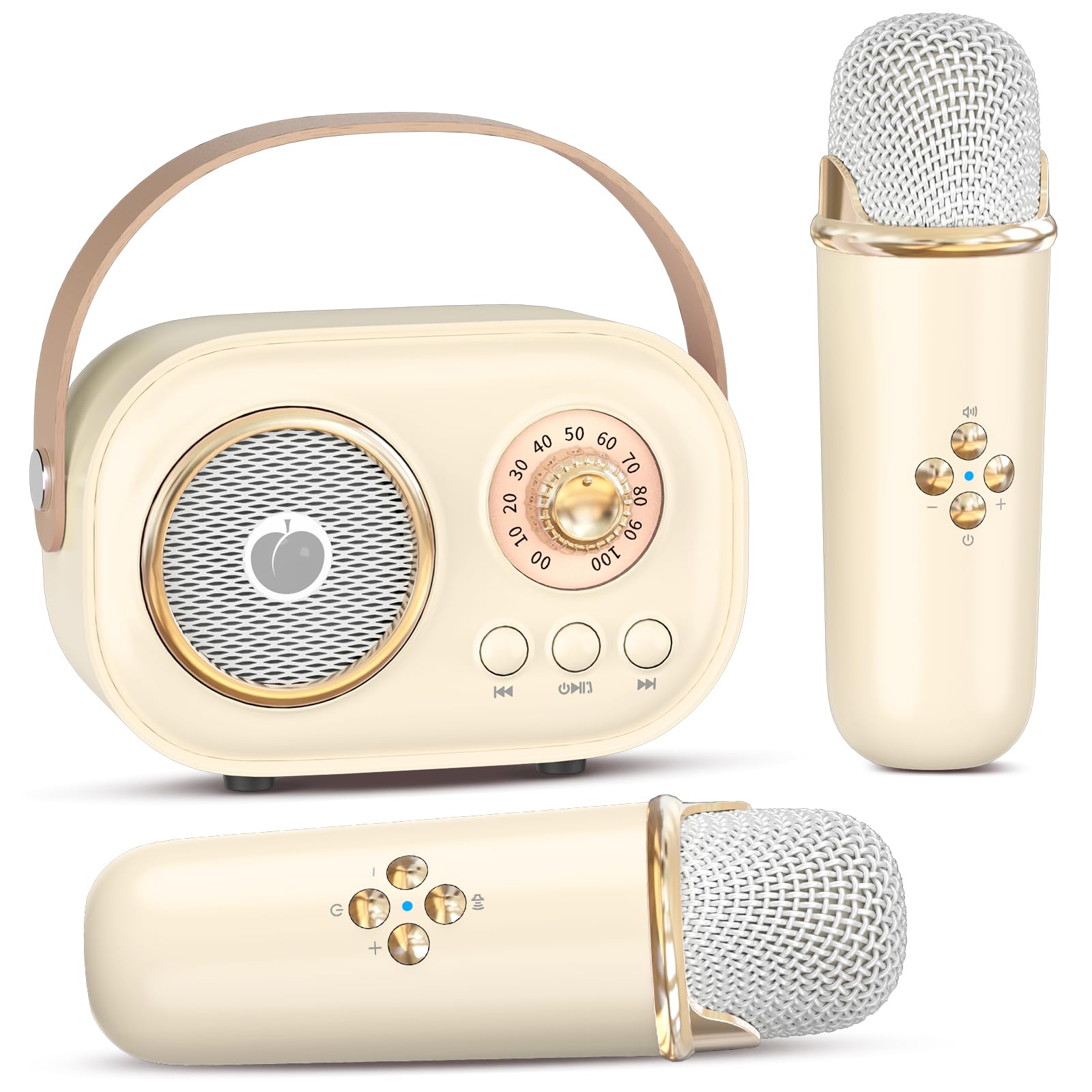 Mini máquina de karaoke para niños y adultos, altavoz Bluetooth portátil con 2 micrófonos inalámbricos, juguetes de regalo para niñas de 3, 4, 5, 6, 7, 8 años en adelante, adolescentes, cumpleaños,