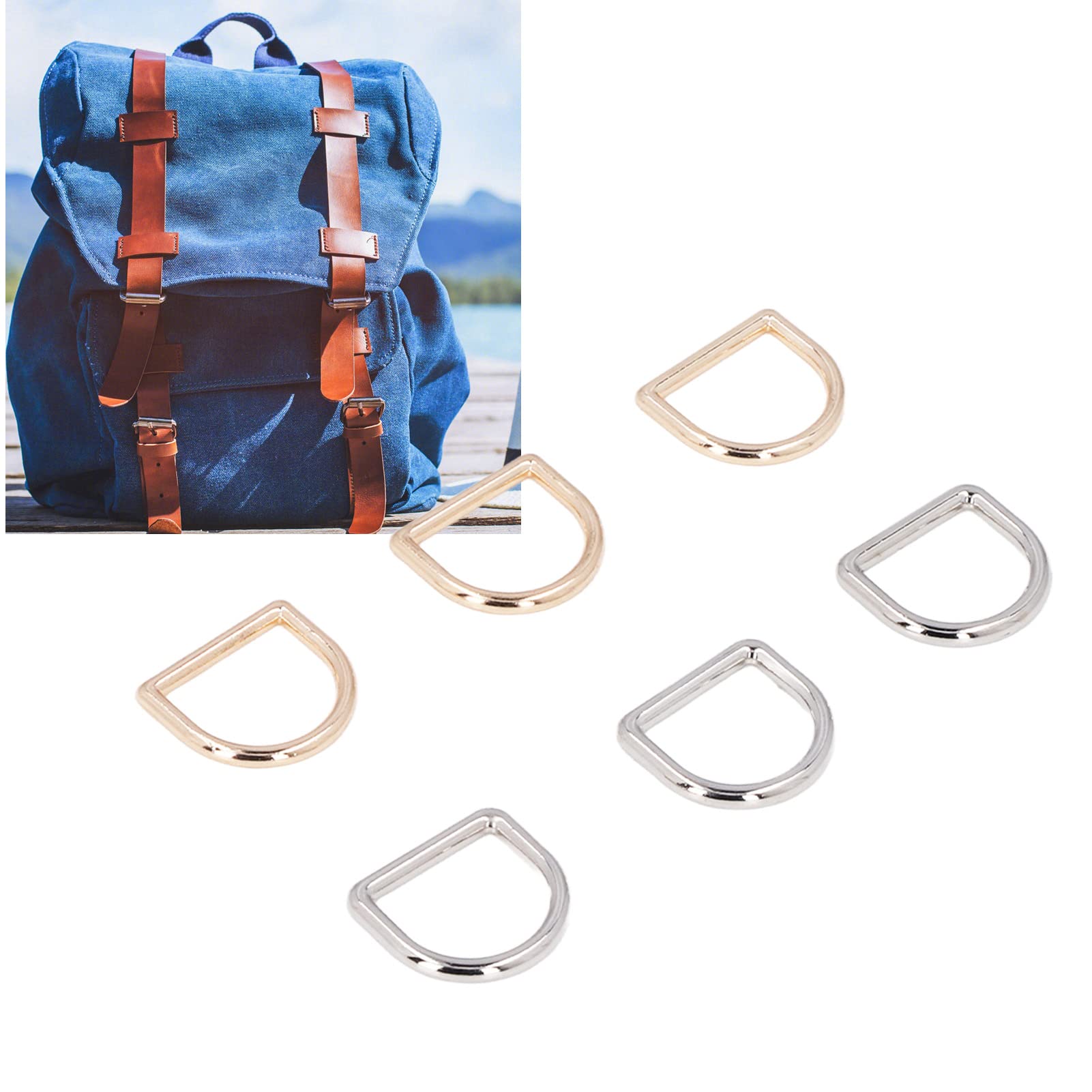 Metall-D-Ringe, stark belastbar, nahtlose Schnittstelle, Zinklegierung, Gold, Silber, D-Schnallen-Clips für DIY-Gürtel, Geldbörsen, Handtaschen, Rucksäcke, 120 Stück