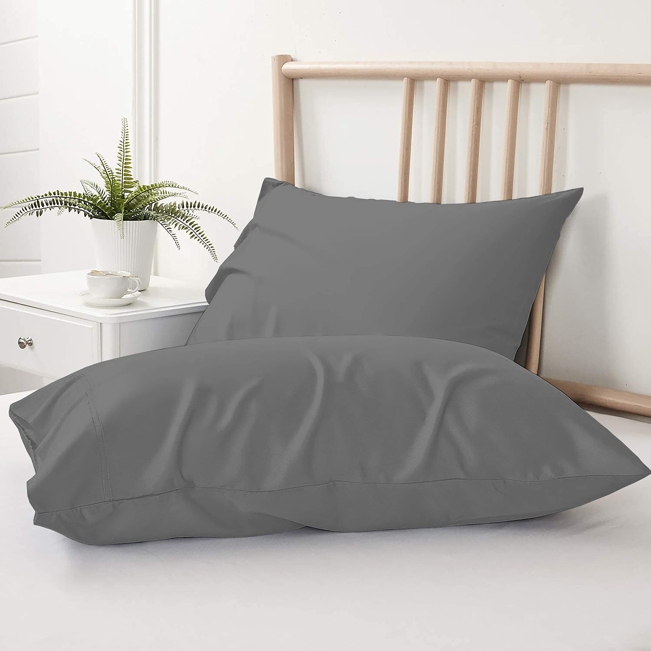 Estar Bedding 600 TC Super Soft 100% Egyptian Cotton Pillow Covers 17 x 27 Inches - Egyptian Cotton Set of 2 Pillow Cover Set Envelope Closure Pillowcase - Dark Gray