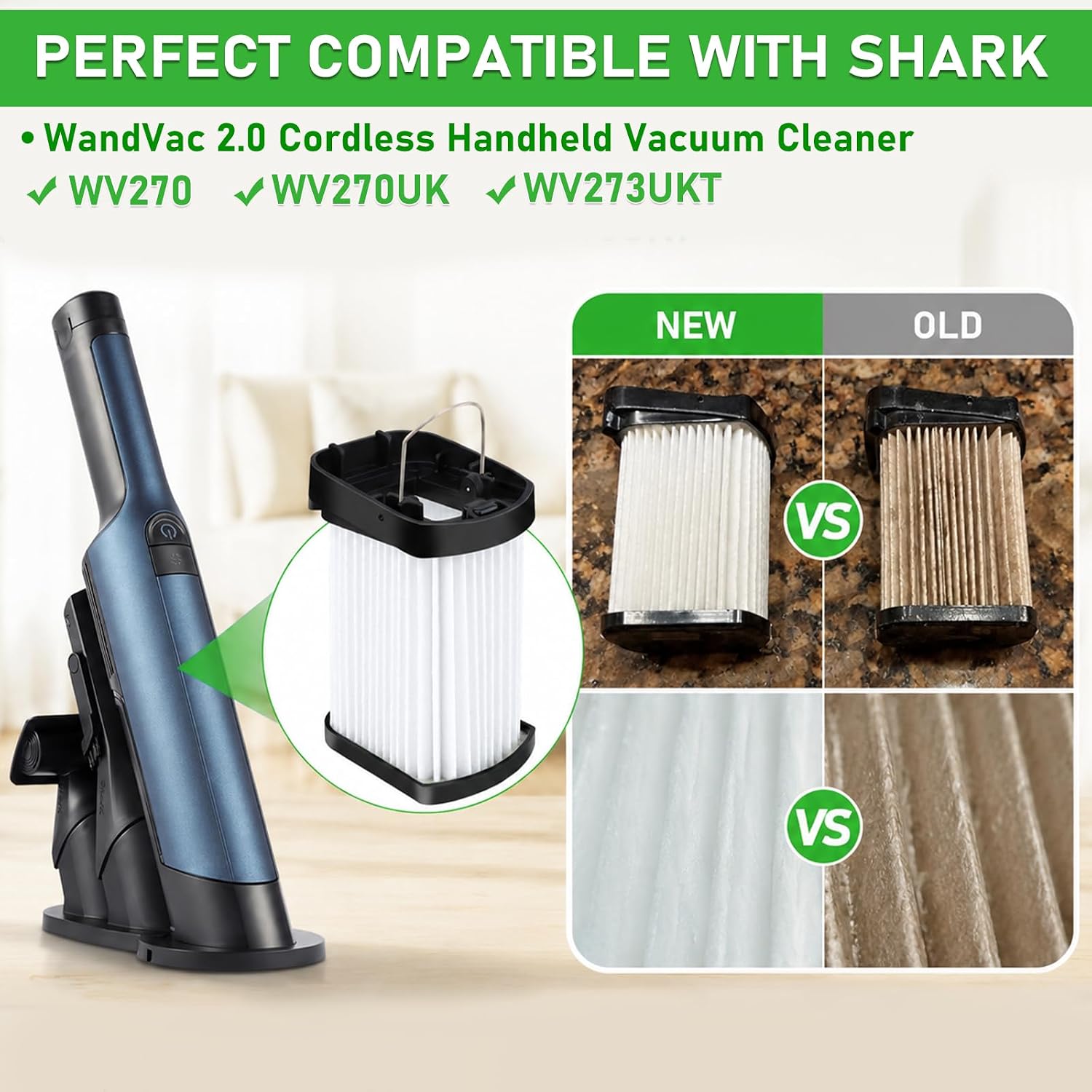 5 Pack WV401 Replacement Fabric Filter for Shark Cordless Handheld Vacuum image 3