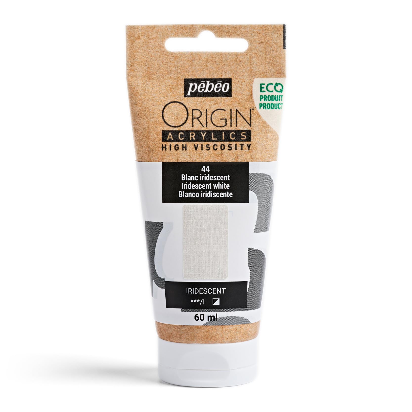 PEBEO - Origin Acrylics 60 ml - Eco-designed Acrylic Paint - High Viscosity - Iridescent Finish - 100% Recycled Binder - 96% European Raw Materials - Iridescent White — image 1