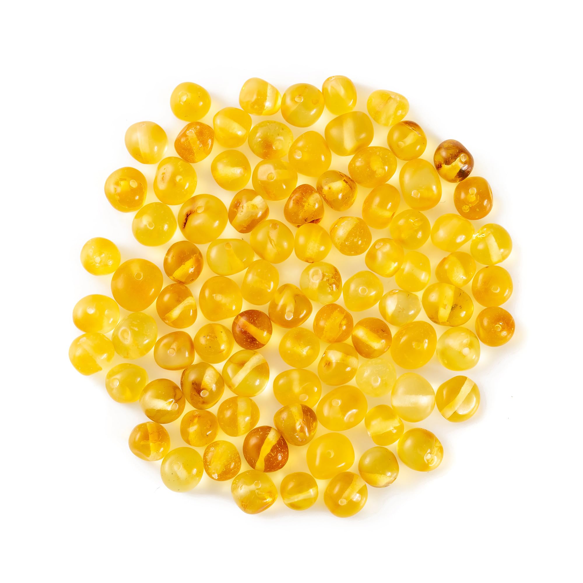 Perle en ambre de la Baltique polie citron 6-8 mm pour fabrication collier et bracelet