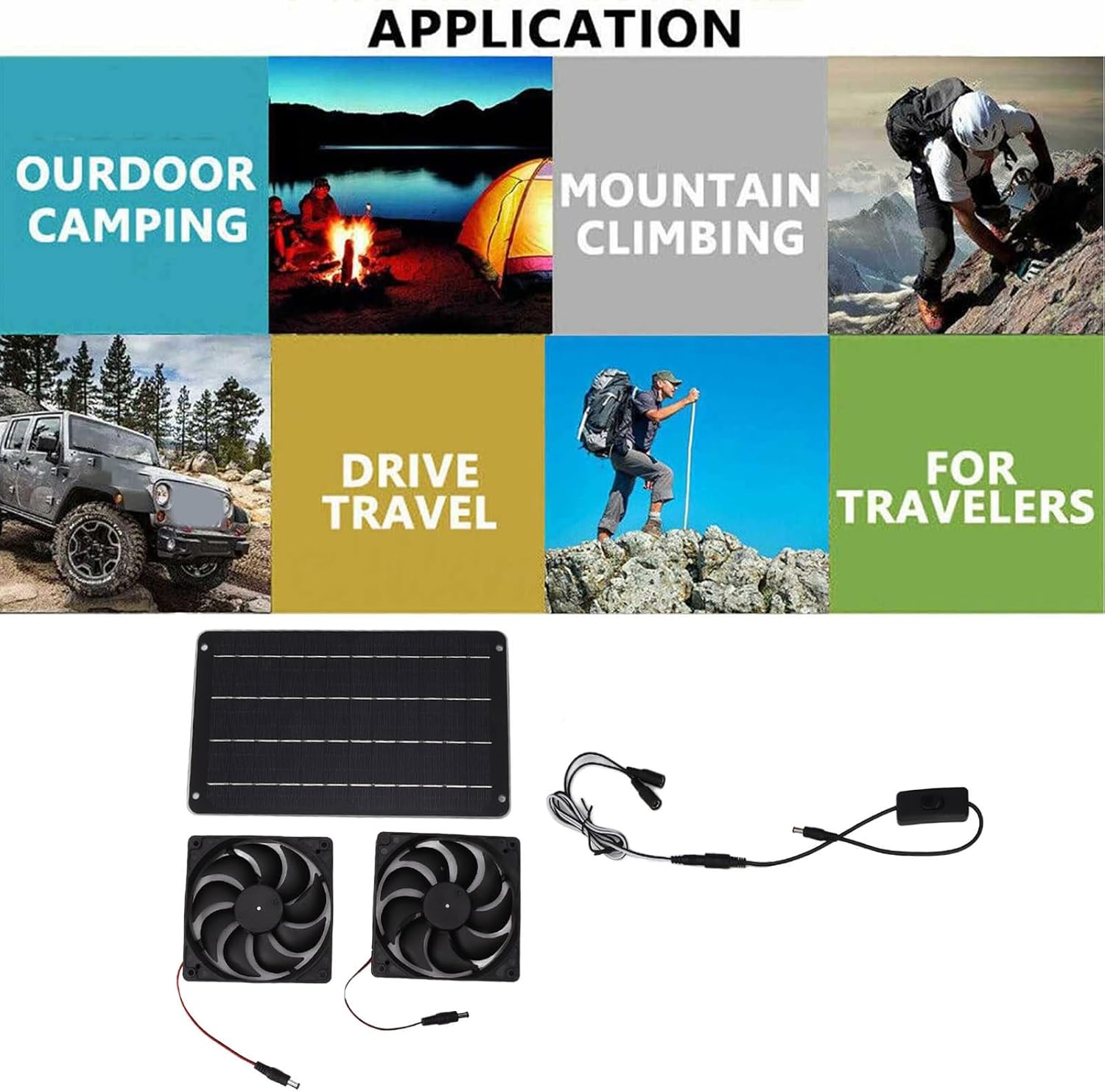 Solars Panel Powered Fan Exhaust Double Exhaust Air Extractors for Camping Greenhouses Solars Panel Powered