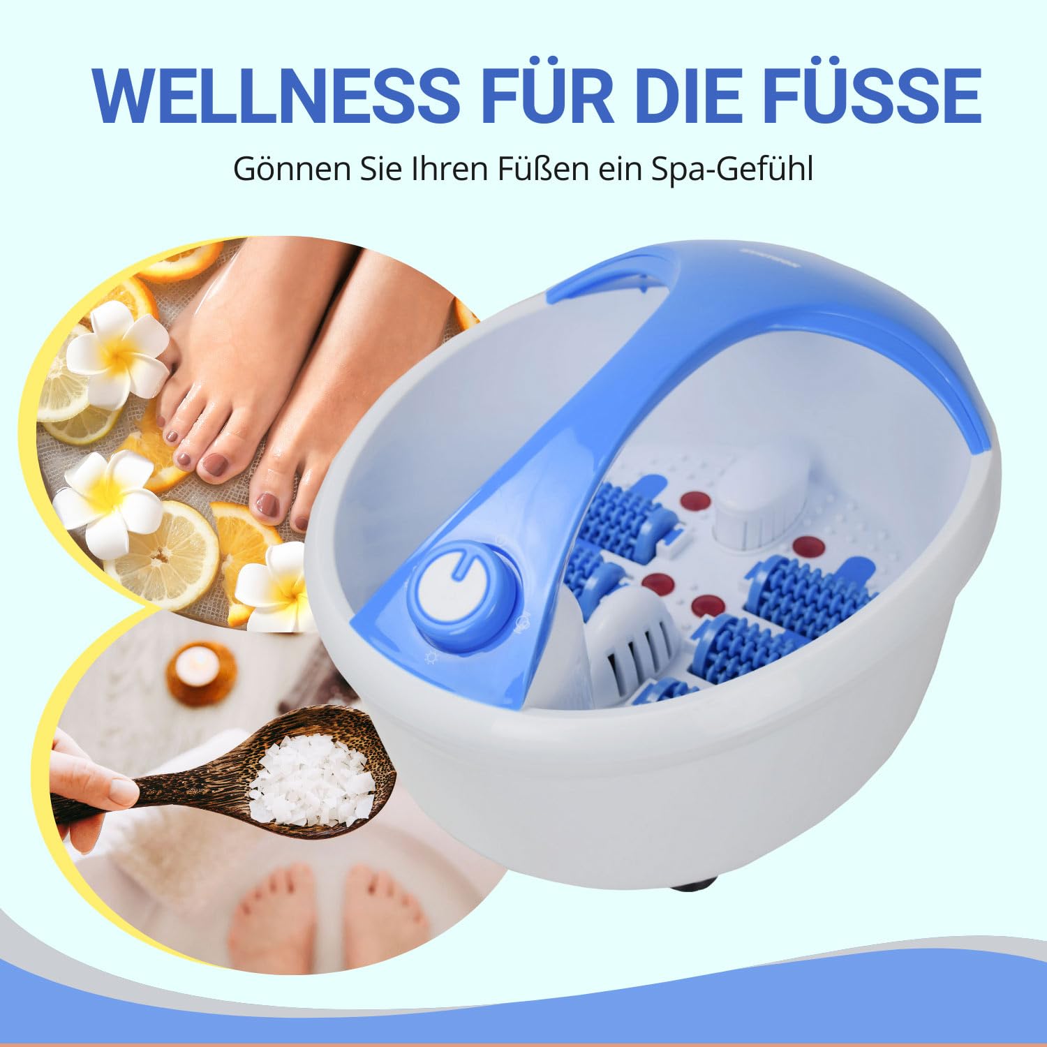 Syntrox Germany 4 in 1 Fußsprudelbad Relaxo, Wellnes-Fußsprudelbad, Massagegerät, Wellnesgerät, Wärmende Fußmassage, Fußheizung, Wellnessprudelbad, 450 Watt, 2,80Kg