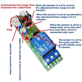 4 Pcs DC 12V Infinite Cycle Delay Timing Timer Relay Module 0-15mins Adjustable Times Switch Delay On/Off Switch Loop Module