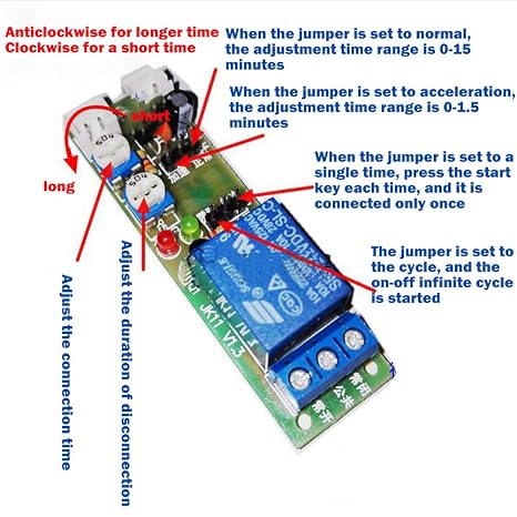 4 Pcs DC 12V Infinite Cycle Delay Timing Timer Relay Module 0-15mins Adjustable Times Switch Delay On/Off Switch Loop Module