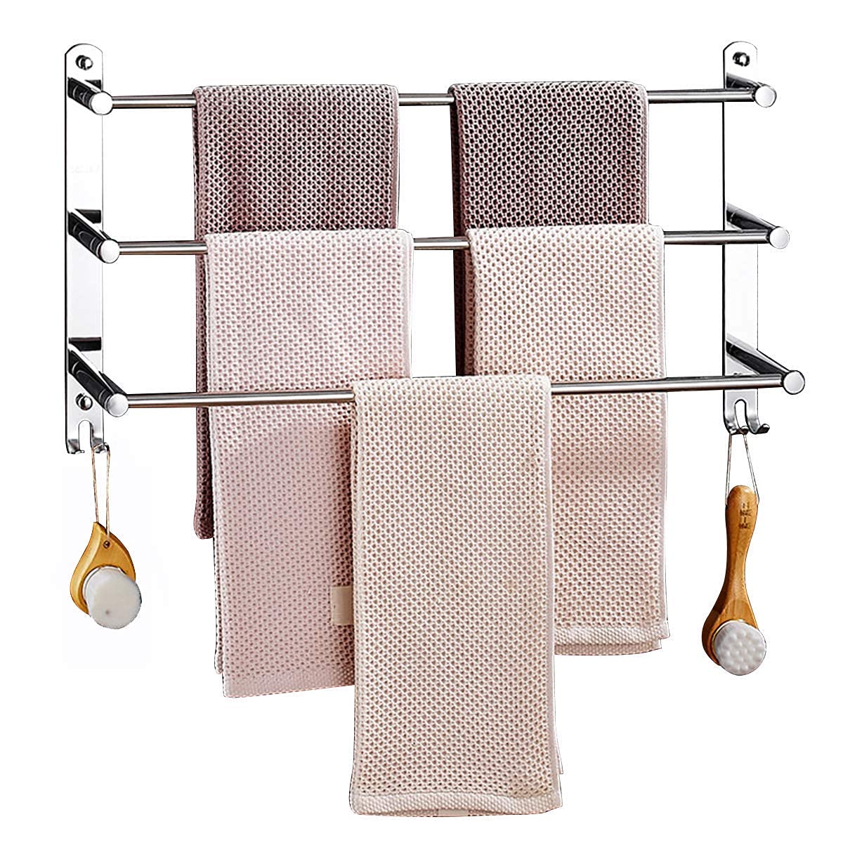 Toallero para cocina y baño con tres barras escalonadas para pared de aseo