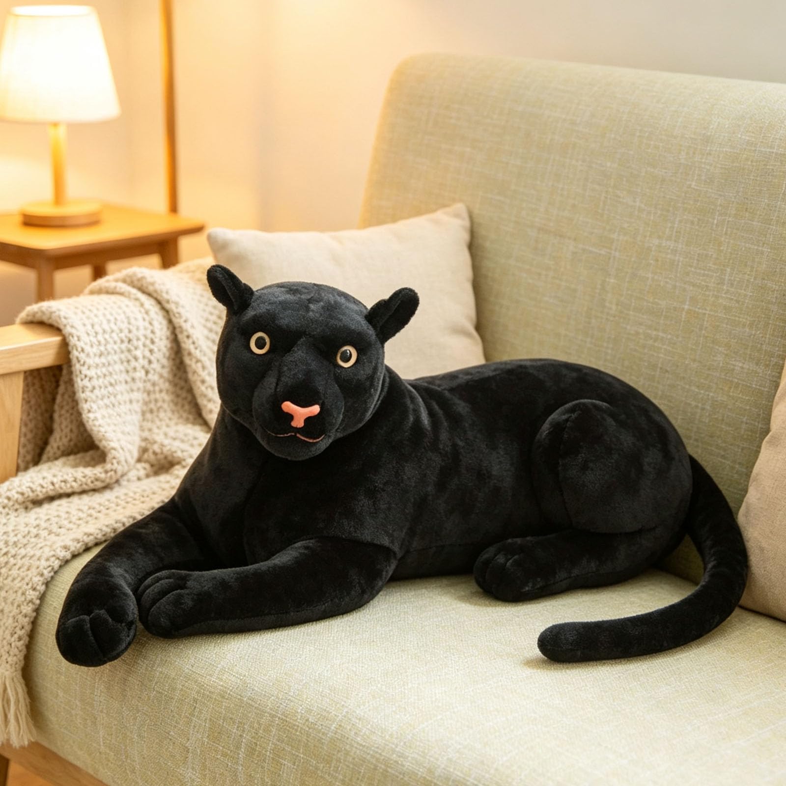 JORCEDI Black Panther Plush Toy with Realistic Design, Ultra Soft Stuffed Animal, Decorative Figure for Home, for Birthday & Christmas (50cm)