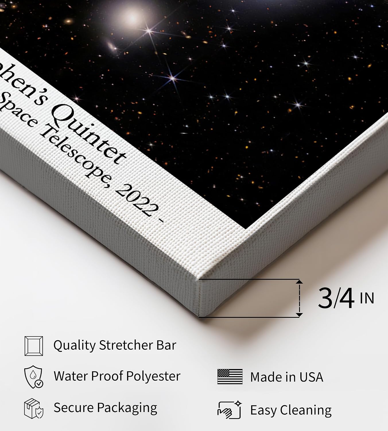 Poster Master Stephen's Quintet Canvas - James Webb Space Telescope Print - NASA Art - Gift for Astronomers, Outer Space Enthusiasts - Decor for Office, Bedroom - 8x10 STRETCHED Canvas