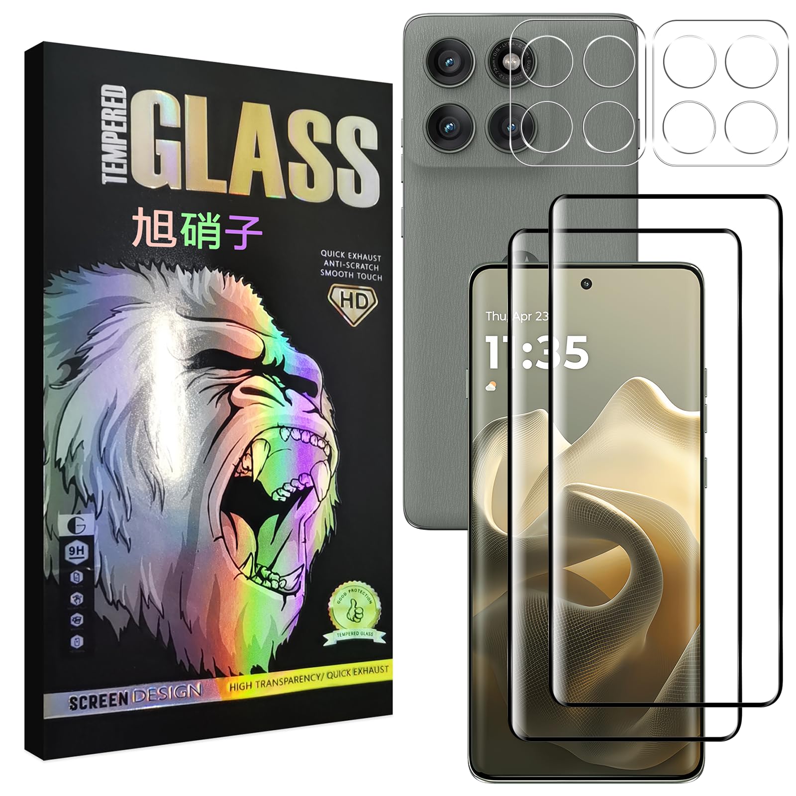 Motorola Edge 60 Pro / 60S Pro フィルム 指紋認証対応 【2+2 枚セット-AGC旭硝子】 moto edge60 pro ガラスフイルム 【2枚】+ レンズフィルム 【2枚】 モトローラ edge60 pro 液晶保護フィルム さらさら 強化ガラス 液晶 ガラス ケース 【 日本旭硝子素材採用 硬度9H 耐衝撃 飛散防止 超薄 厚さ0.26mm 気泡ゼロ 3D Touch対応 高感度 撥油性 指紋防止 超耐久 】 TZ-EDGE60P