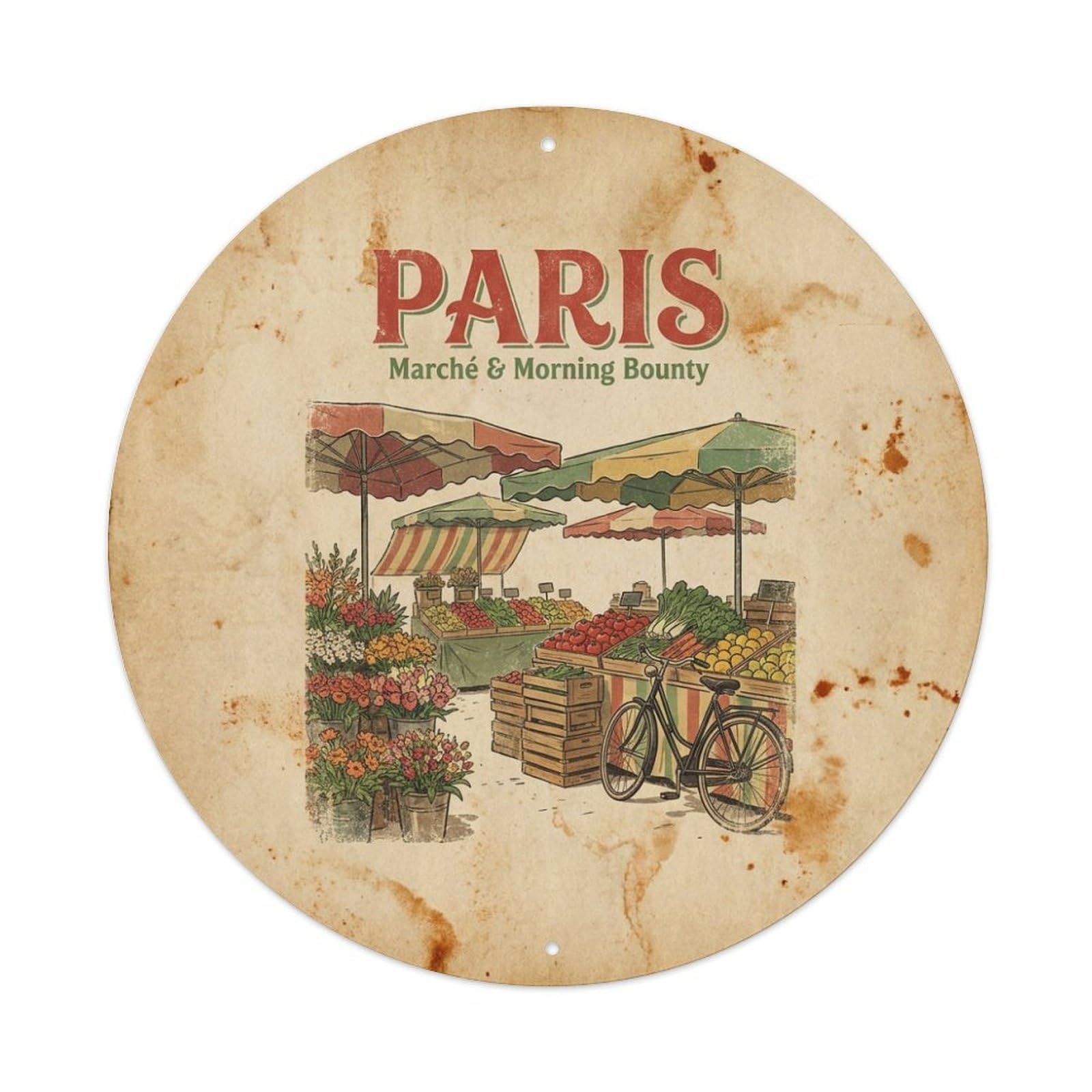 Market Morning Bounty Paris Cuisine Culture Travel Metal Tin Sign