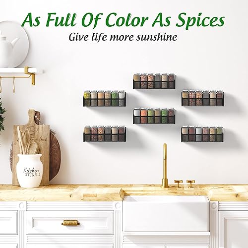 Miniatura 4 de Moforoco Organizador de 6 especias, organizador de despensa para puerta de gabinete, montaje en pared, estante de almacenamiento de despensa de