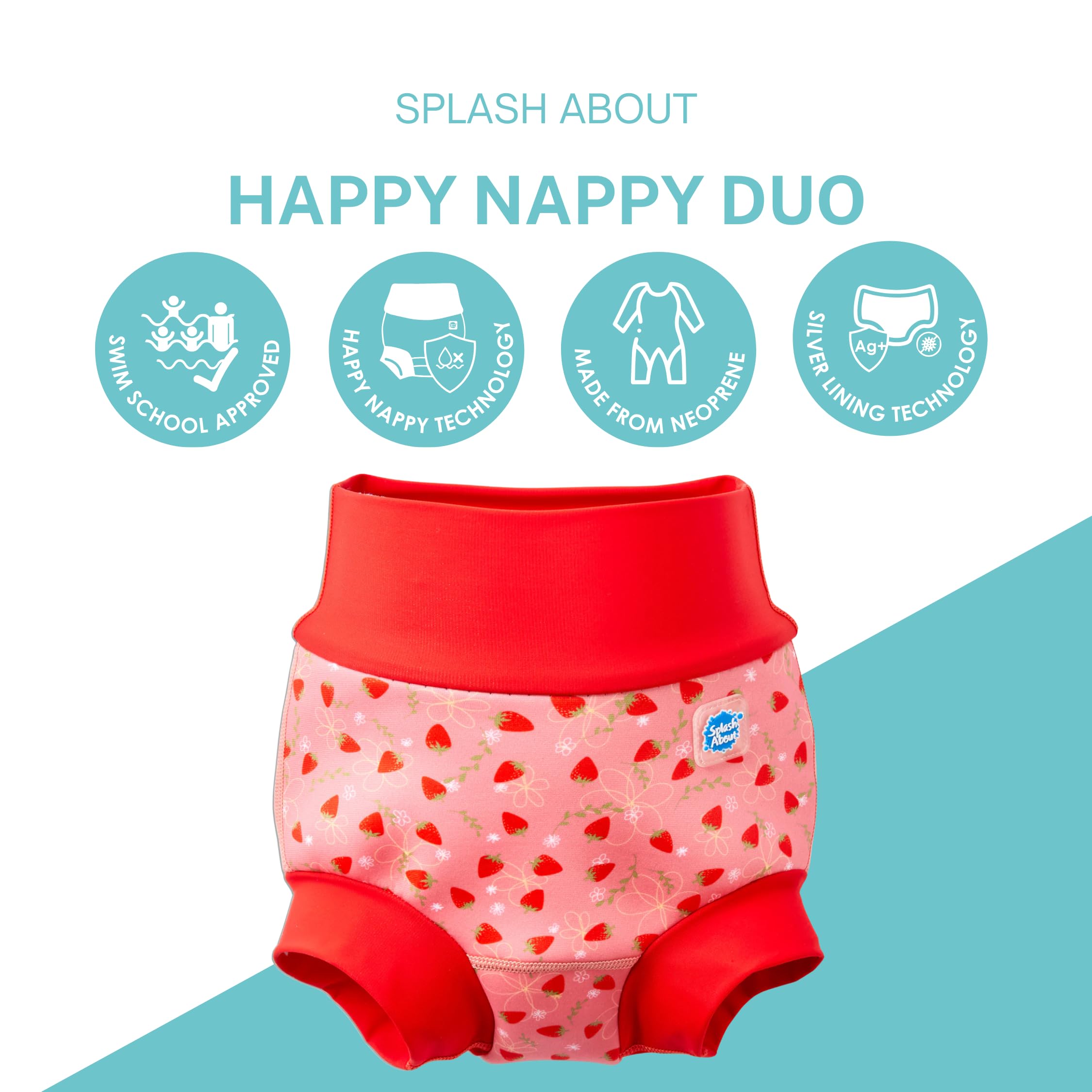 Splash About Happy Nappy Duo, pole truskawkowe, 2-3 lata, Pole truskawkowe, 2-3 Lat
