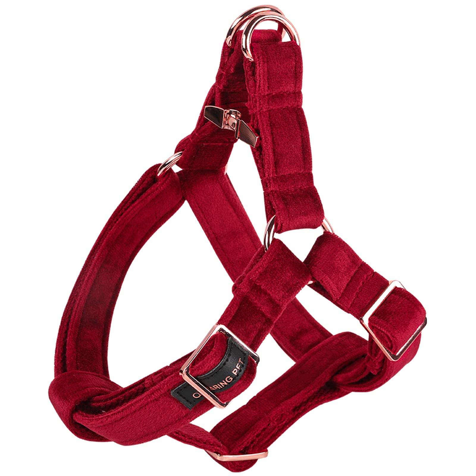 ARING PET Velvet Dog Halter Harness-Soft Heavy Duty Dog Halter Harness, Adjustable No Pull Red Velvet Dog Harness for Small Medium Large Dogs — image 1