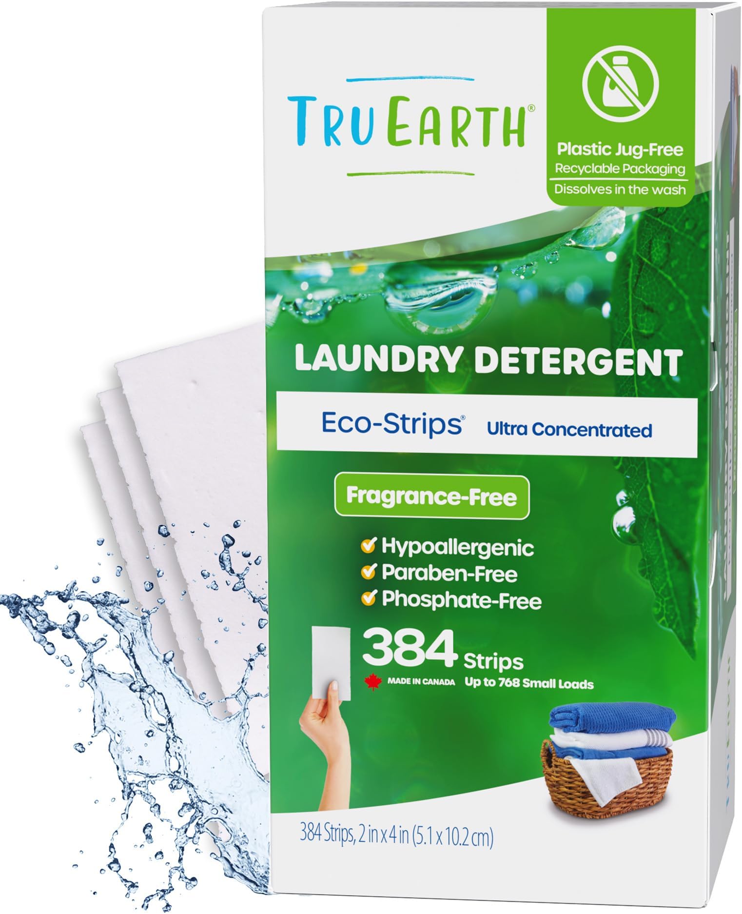 Compact Dry Laundry Detergent Sheets, Unscented - Up to 768 Loads (384 Sheets) - Paraben-Free - Original Eco-Strip Liquidless Detergent, Travel Sheets, Bulk