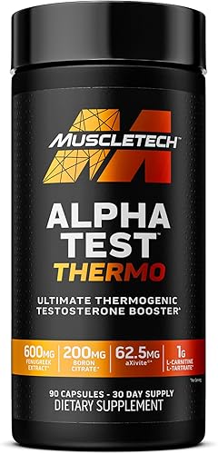 MuscleTech AlphaTest - Potenciador termogénico de testosterona termogénico  Fortalecimiento de fuerza muscular para hombres  Suplemento de