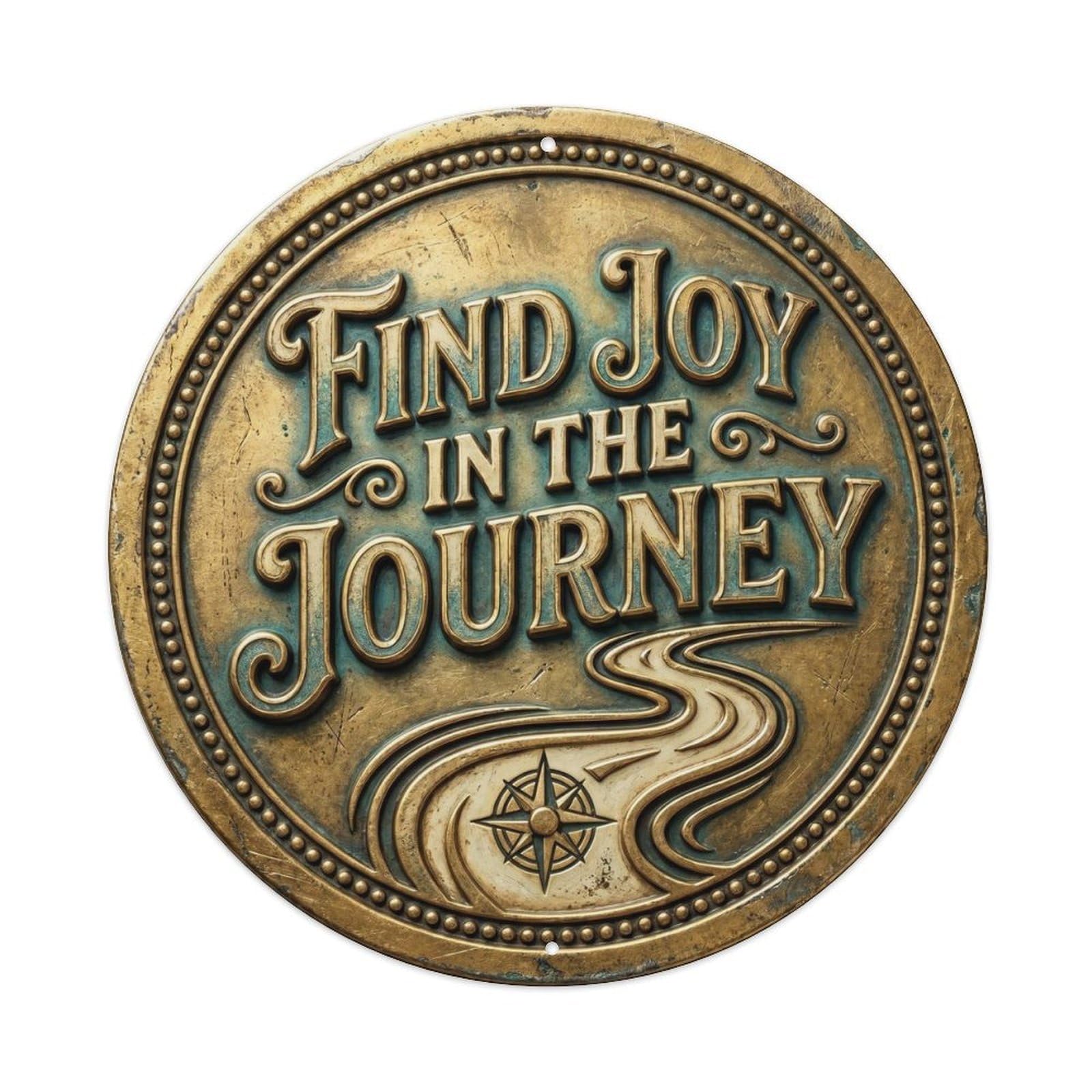 Find Joy In Journey Life Quote Adventure Rustic Motto Metal Tin Sign Plaque Wall Decor for Cafe, Man Cave, Club Bar, Office, Home Garden Round Metal Poster 8x8Inch